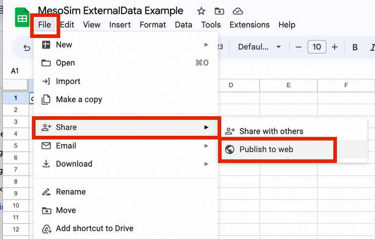 External Data - Google Sheets - Publish