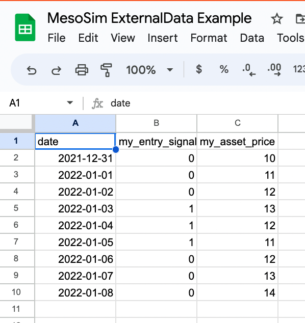 External Data - Google Sheets - Validation